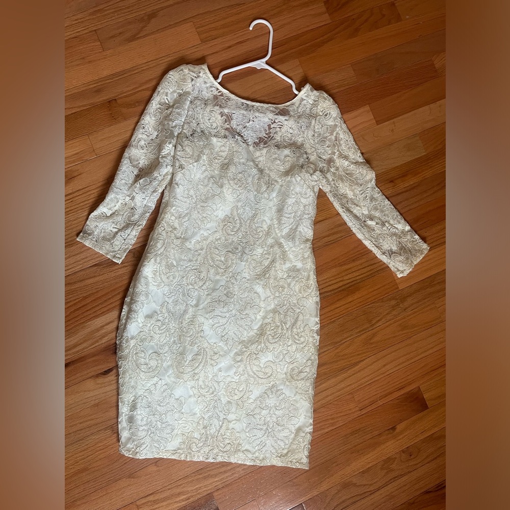 Cream lace evening dress